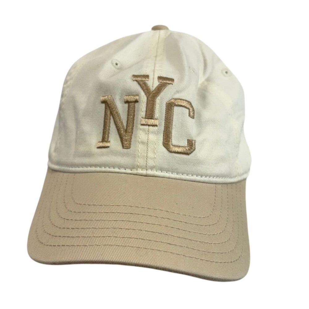 Mighty Fine NYC Baseball Cap Hat Cream Tan Two‎ Tone Adjustable Cotton